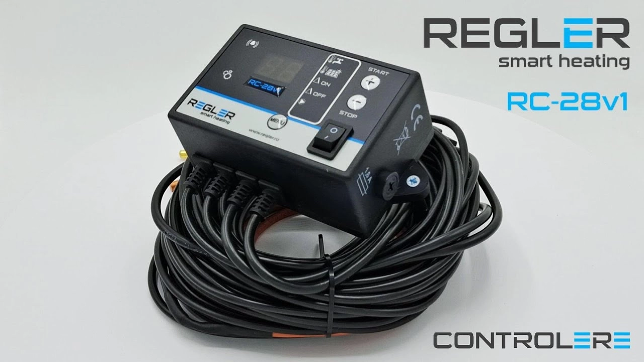 Controler panouri solare presurizate Regler RC 28v1 (cu 2 senzori, pentru pompa panou). Video 2232