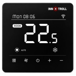 Termostat dual inteligent programabil pentru incalzire in pardoseala si ventiloconvectoare Innotroll HT/FC02 WIFI, negru mat, montaj in doza